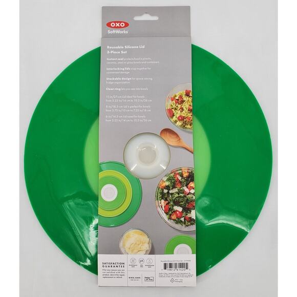 OXO Good Grips 3 Pcs Set, S M L Reusable Silicone Lids/Microwave Splatter Guards - Picture 2 of 5
